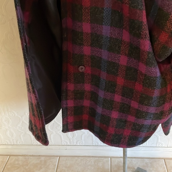 Vintage Plaid Wool Oversize Jacket - Purple and Black - Picture 3 of 8